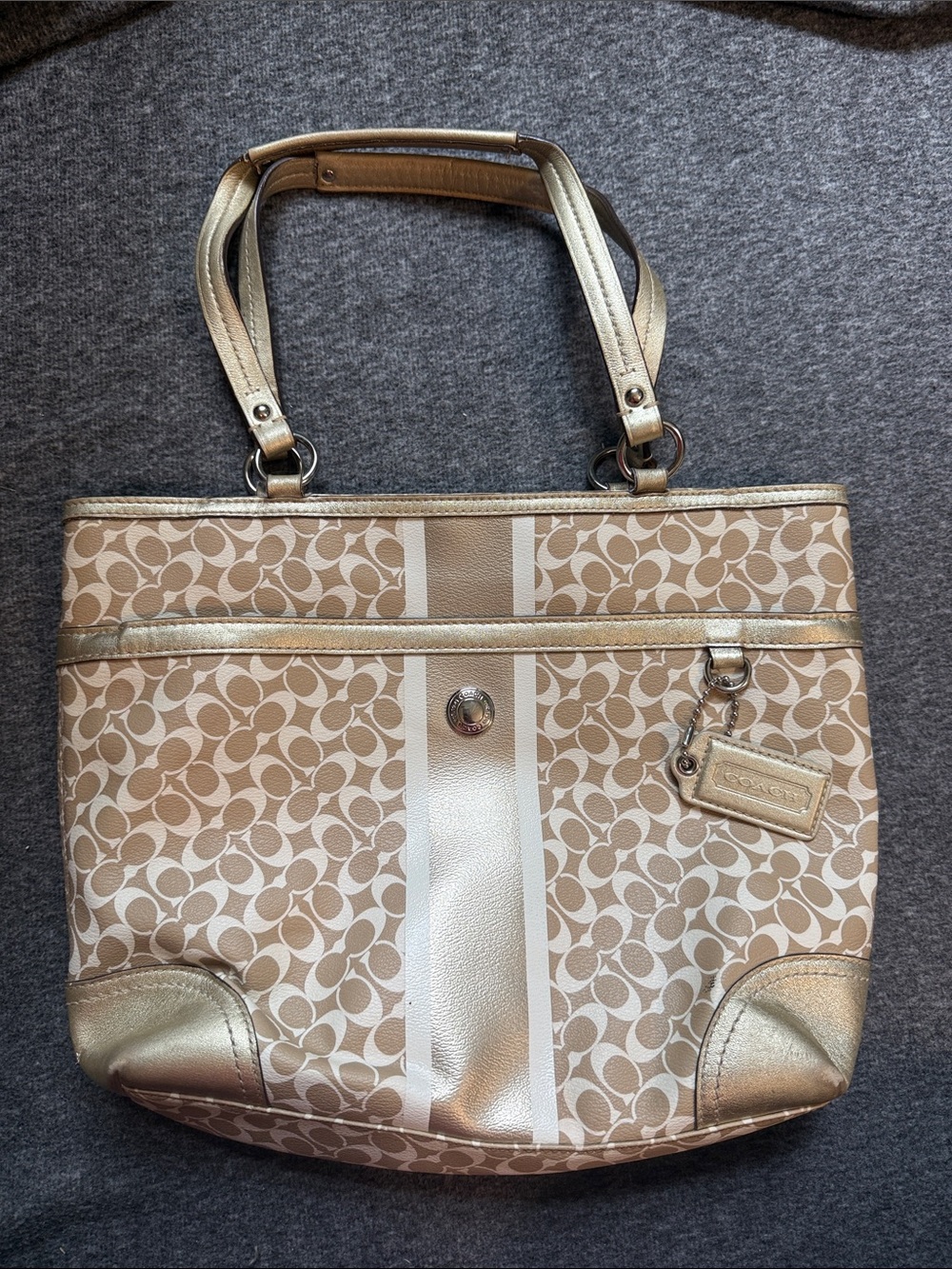 Coach Chelsea Heritage Stripe Signature Tote Bag